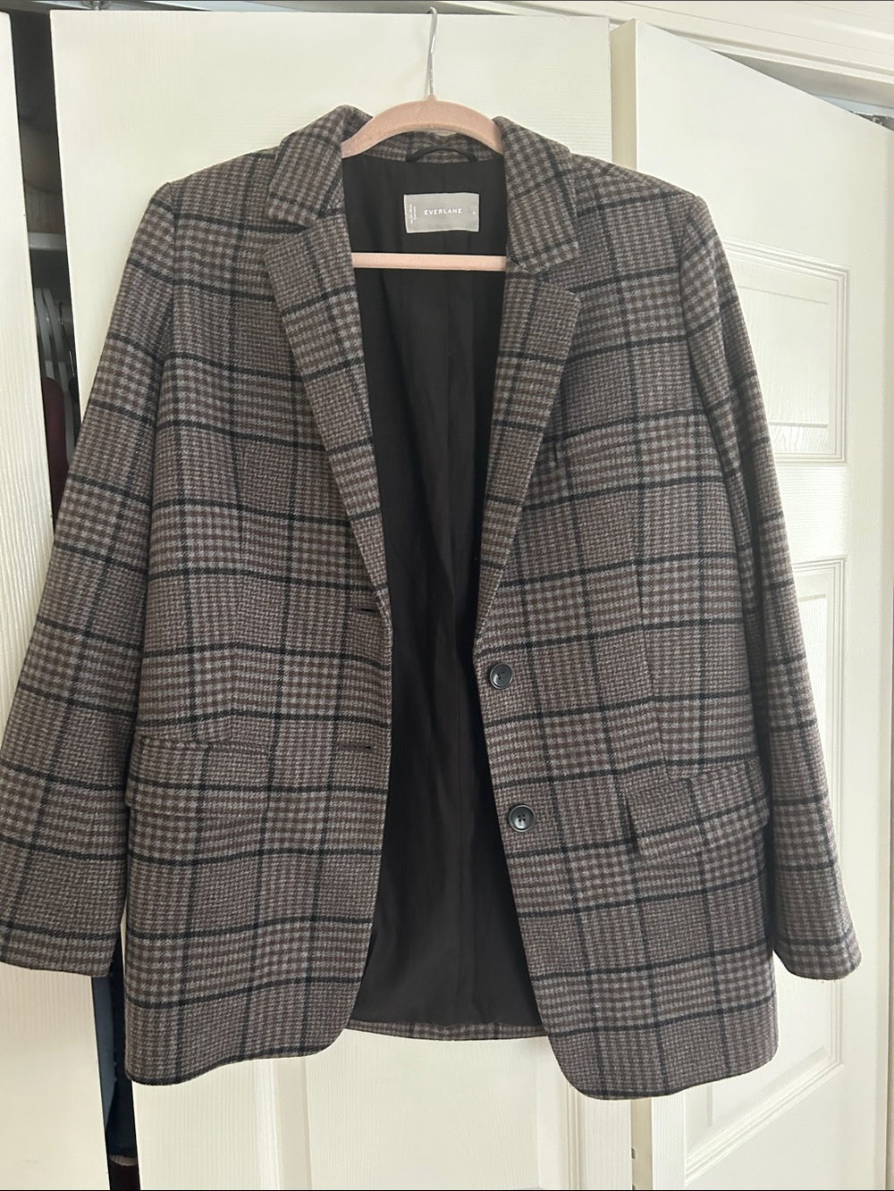 Everlane gray and Brown Plaid Single-Breasted Blazer